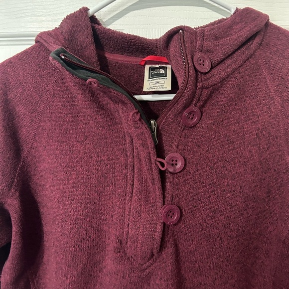 The North Face Crescent Sunshine Fleece Hoodie pullover Size Medium. Burgundy - Picture 11 of 14